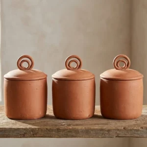 terracotta spice storage jar – set of 3